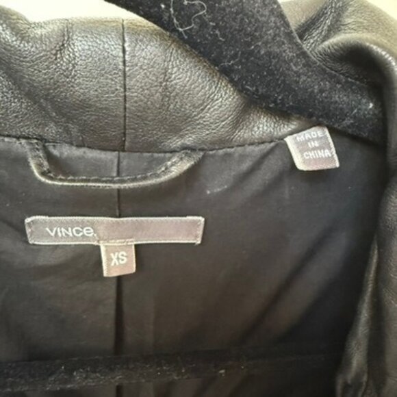 Vince Women’s Black Leather Moto Biker Jacket XS Full Zip Authentic - Picture 4 of 8